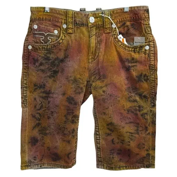 NWT Rock Revival Brayen Tie Dye Denim Shorts Mens Size 31 - Picture 3 of 7